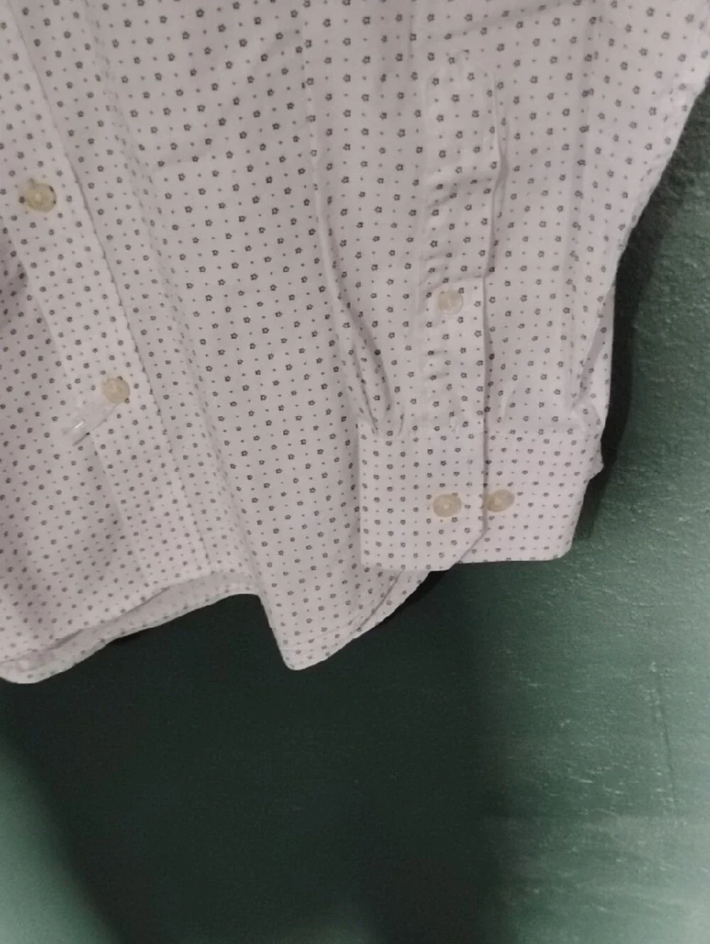 Banana Republic White Dress Shirt with Navy Micro-Dot Pattern